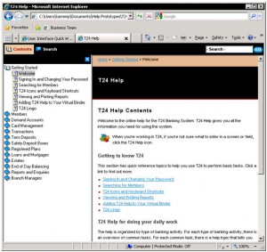 Technical writing & help design example - web-based T24 Help - Adobe RoboHelp 9